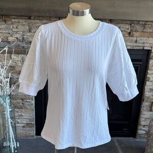 Design History White Ribbed Blouse
